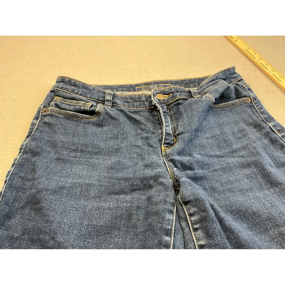 Michael Kors Denim Shorts Dark‎ Wash Gold Logo Size 6 Casual Summer Classic